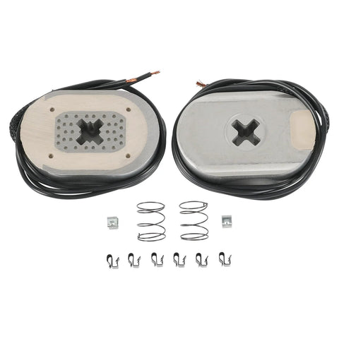 12-inch electric trailer brake magnet kit; front view shows two metal magnets, wiring, coil springs and retainer clips.