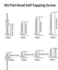 M2 Flat Head Self Tapping Screws Assortment Kit featuring sizes 2mm to 20mm in nickel plated carbon steel for woodworking.