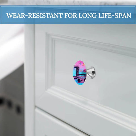 Retro Gadgets Collage Cabinet Knobs 1.1 Inch Stainless Steel Drawer Handles Aluminum Alloy on white cabinet drawer
