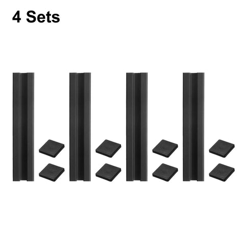 Four Pack 2020 Aluminum T Slot Extrusion Profile 100mm Four Inch European Standard Anodized Black Linear Rail Frame For 3D Printer And CNC Machining Projects