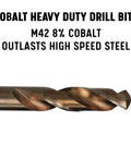 Close-up of 29 Piece M42 Cobalt Screw Machine Drill Bit Set Stub Length A Through Z Sizes Gold Oxide Finish for Stainless Steel