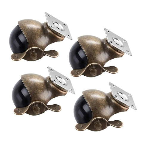 Tough Vintage Brass Furniture Casters 2 Inch Swivel Wheels Universal Heavy Duty Roller Kit for cabinets and workbenches.