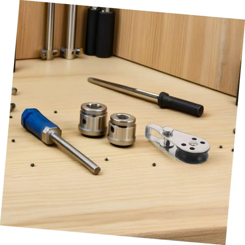 4pc Stainless Steel Pulley Blocks For Kayak And Boat Anchor on wooden surface with tools, showcasing marine-grade material.