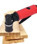15000 RPM Air Die Grinder With Built In Muffler And Red Protective Sheath, Compact Pneumatic Spot Mill For Rust Removal And Deburring, Zinc Alloy Construction With Low Vibration, Pro Shop Tool That Busts Rust Fast on wooden planks.