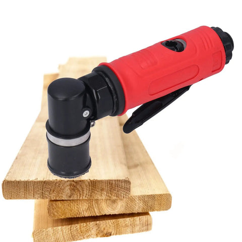 15000 RPM Air Die Grinder With Built In Muffler And Red Protective Sheath, Compact Pneumatic Spot Mill For Rust Removal And Deburring, Zinc Alloy Construction With Low Vibration, Pro Shop Tool That Busts Rust Fast on wooden planks.