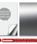 Stainless steel sheets (2 pcs), 304 grade, 12 x 6 x 0.018 in, non-magnetic for crafts and kitchen DIY; packaging front view