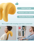 Office Chair Neck Pillow Memory Foam Ergonomic Nap Pillow Headrest Accessory For Desk Home Office And Gaming Chairs With Easy Hanging Install And Comfy Natural Drape Neck Support in yellow color, depicting its stylish design and use.