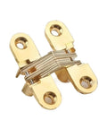 Heavy Duty Sealed Bearing Gate Hinges One Piece Zinc Alloy Cross Hidden Hinge 8x42mm Invisible 180 Degree Folding Door Gold