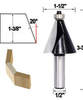 Six Piece Chamfer Router Bit Set Half Inch Shank Carbide Two Flute Bevel Bits For Edge Shaping And Miter Joints 20 Degree