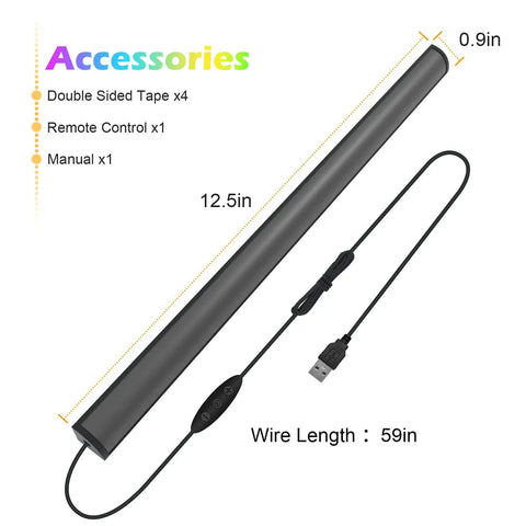 2-In-1 Under Monitor Light Bar For Gaming Setup With RGB Desk LED Remote Control USB Powered 5V lamp with accessories