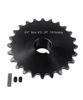 24 Tooth Sprocket For Mini Bikes And Go-Karts With Three-Quarter Inch Bore And Three-Sixteen Inch Keyway, Black Oxide Rust-Proof Finish, Includes Two Set Screws And Key, Hardened 1045 Steel For Beefy Balanced Performance