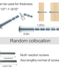 Diagram showing multi-section screws with measurements for Crystal Glass Cabinet Knobs Set of 10 Diamond Shape 30mm clear pulls