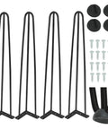 22 Inch Industrial Hairpin Table Legs Set Of Four With 3 Eighths Inch Diameter Beefy Heavy Duty Solid Iron Furniture Legs with screws