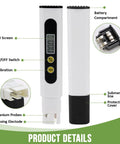 Digital Water Tester For Drinking Water Three In One Meter 0 To 9990 PPM Water Quality Tester With Titanium Probe Sensor details