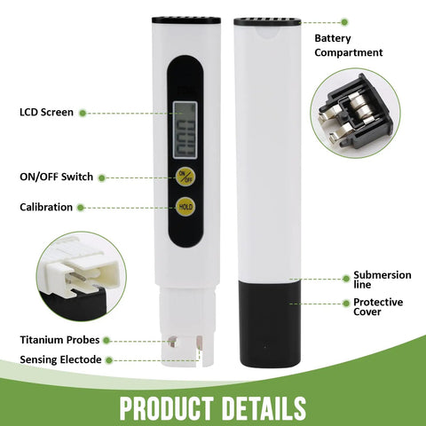 Digital Water Tester For Drinking Water Three In One Meter 0 To 9990 PPM Water Quality Tester With Titanium Probe Sensor details