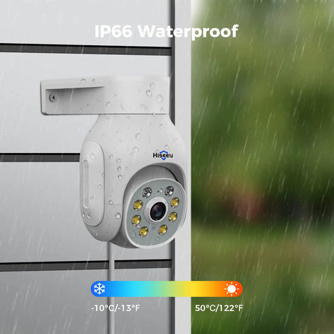 Wireless Outdoor Security Camera With 3MP Color Night Vision, WiFi Home Surveillance, Pan Tilt 360 Degrees, Motion Detection, Siren, Light Alarm, 2 Way Audio, IP66 Weatherproof, Alexa Compatible