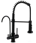 3 in 1 Spring Brushed Nickel Kitchen Faucet With High Arc, Single Hole Mount, Pull Down Sprayer, Built In RO Filtration, black design