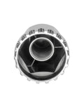 Bottom view of a Premium Chrome Lug Nut Covers For Semi Trucks 33mm Lug Nuts Screw On Fit 33 Millimeter Lug Nuts Durable Weather Resistant