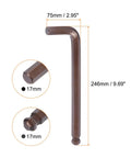 Ball End Hex Key Wrench 17mm Long Arm L Shape S2 Steel Red Pro Grade Must Have Metric Wrench For Home Repair Heavy Duty Tool With Short And Long Arm For Tight Spaces Rust Resistant And Ultra Durable, 17mm size