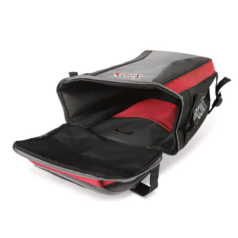 Open black and red 2-in-1 Welder Gear Duffle Pack, PAPR Ready, Built Tough With 1680 Denier Fabric, 10,000 Cu In Storage
