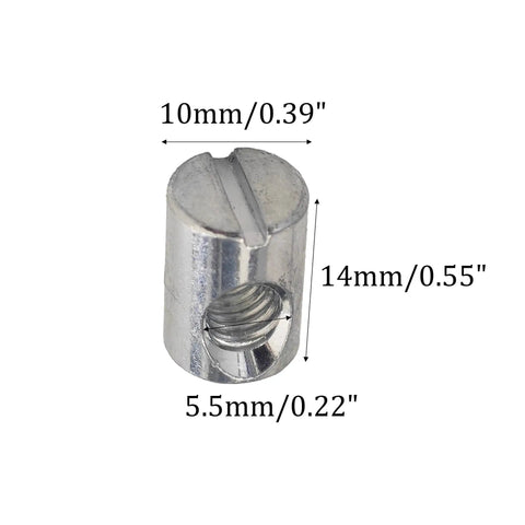 Top Shelf Cross Dowel Barrel Nuts M6 X 14 Millimeter Zinc Plated Furniture Hardware Connectors, 10mm x 14mm steel design.
