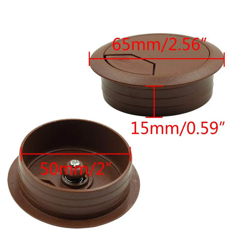 5 Pack Of Sharp Brown Desk Grommets Offering An Easy Peasy Install To Keep Office Cords Neat And Organized A No Sweat High Quality 2 Inch Plastic Cover Set, showcasing a 50mm grommet.