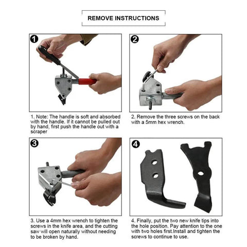 Step-by-step removal instructions for Metal Sheet Cutter Head For Electric Drill Universal Cutter Head For Clipping Soft Iron Sheets Burr Free