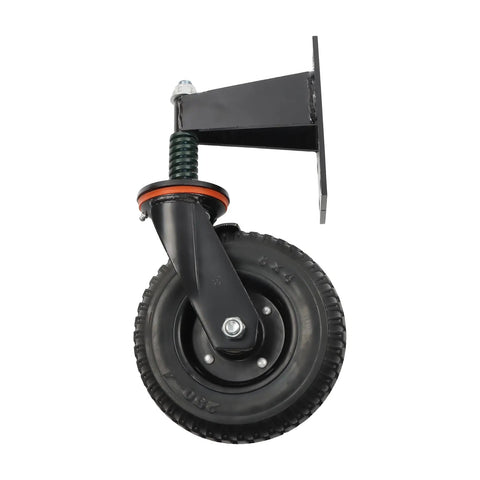 No Sweat Heavy Duty 8 Inch Black Gate Caster Wheels Rated For A Sturdy 600 Lb Load and offering true 360 degree swivel action visible from above