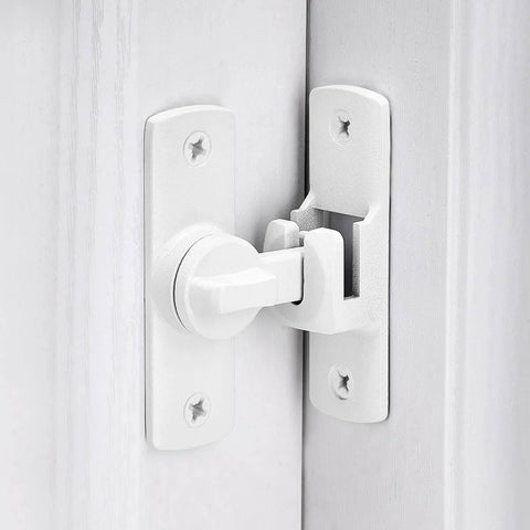 Matte White Barn Door Lock Latch Set 90 To 180 Degree Right Angle Gate Lock For Cabinets Bathrooms And Sliding Doors Aluminum Alloy