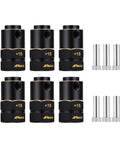 Beefed-Up Brass Wheel Spacers Kit 6Pcs With 15mm Wide Extension, 20mm Total Length, 12mm Hub Spacers For Axial TRX6 1 To 10 RC Crawler Upgrades, Heavier Weight To Improve Stability, Traction, And Handling On Rough Terrain; black and silver spacers