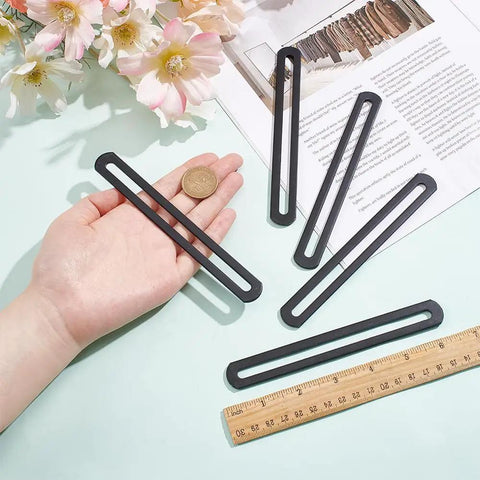 Stainless Steel Adjustable Flat Mending Plates Set Of 10, 6.14 x 0.75 Inch Slotted Straight Brace Brackets Black