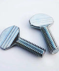 Close-up of 20 Pack Zinc Plated Carbon Steel Thumb Screws 1/4 Inch 20 Thread by 3/4 Inch Knurled Knob Bolts, shiny finish.
