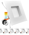 5 And 6 Inch LED Square Recessed Light Kit, Dimmable, 14W Equivalent To 90W, 1100 Lumens, Wet Rated, Energy Star, IC Rated, 5 Color Temperatures