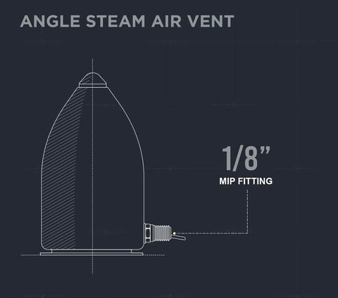 Diagram of Hoffman Steam Air Vent Valve Float Type, Angle Mount, 1/8 inch NPT, Copper Construction, Side View