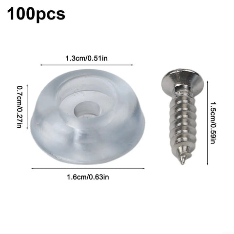 Transparent Non Slip Rubber Feet With Stainless Steel Screws For Chopping Boards Garden Furniture And Small Appliances