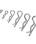 Assorted R Clip Kit 100 Pieces For M1 To M2.5 Hairpin Retaining Pins with double coil, carbon steel zinc plated design.