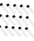 15 Piece Linear Hall Effect Sensor Module Kit For Automotive And Industrial Applications with gray metal sensors arranged on a white background.