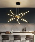 Golden Sputnik LED Chandelier Pendant Light Dope Ceiling Fixture For Dining Room Living Room Kitchen Island Hotels Farmhouse Modern