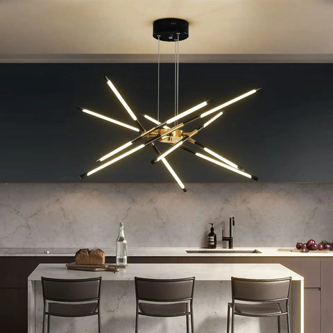 Golden Sputnik LED Chandelier Pendant Light Dope Ceiling Fixture For Dining Room Living Room Kitchen Island Hotels Farmhouse Modern