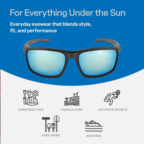 Pompano Glasses With Performance Fog Technology Polarized Lenses Ultra Lightweight And Scratch Resistant Eyewear For Cycling Fishing And Driving Slick Anti Fog Sunglasses Ice Blue Matte Black