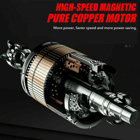 High-speed magnetic pure copper motor of Badass 18V Cordless Drill And Hammer Driver Set showcasing internal components.