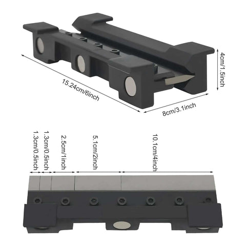 Magnetic Brake Bender Attachment for Vise, 8 Inch Metal Bender Tool With 90 Degree Bends And 5 Press Fingers diagram with dimensions.