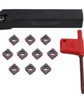 Lathe Boring Bar Tool Holder SCLCR1616H09 16x100mm with 10 CCMT09T304 Carbide Inserts and Wrench for Precision Turning