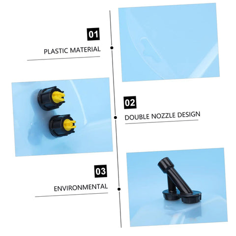 Windproof Sprayer Accessory With Transparent Dual Head Sprinkler showing plastic material and double nozzle design