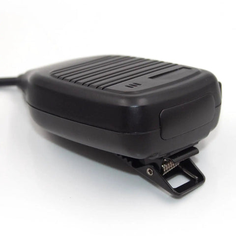 Side view of Two-Pack 1 Pin 2.5mm Walkie Talkie Microphone For Two-Way Radios With Crystal Clear Audio featuring swivel clip