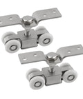 Two Pack Heavy Duty Stainless Steel Sliding Door Roller Set With Silent Design, 265 Lb Load Capacity, 0.9 Inch Wheel, shown side view