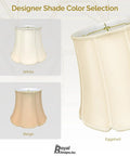Eggshell Tall Drum Lamp Shade Dope Round Designer Look Silk Type Shantung, 12 x 18 x 14, Off White Softback Lining, V-Notch Brass Spider Fitter, boss quality accessory in eggshell color selection.