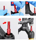 Bicycle Front Fork Valve Adapter For Air Suspension Forks Aluminum Alloy Accessory That Seals Air And Locks In Pressure installation example