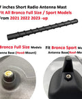 Ford Bronco 7 Inch Short Antenna Low Profile AM FM Radio Antenna Replacement For Bronco Full Size And Sport 2021 Through 2026 Black Flexible Spiral Antenna Easy Install Great Reception Accessories