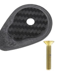 Premium Carbon Fiber Headset Top Cap paired with badass gold stainless screws, showing intricate texture and design.